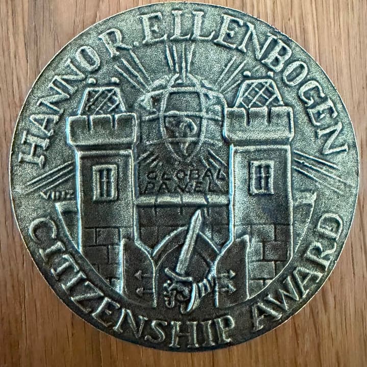 Close-up of the Hanno R. Ellenbogen Citizenship Award medal